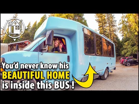 His awesome bachelor pad is hidden inside of a transit bus!