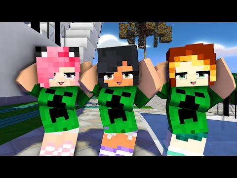 chicken wing meme creeper aphmau, kc and kim family and friends - minecraft animation #shorts
