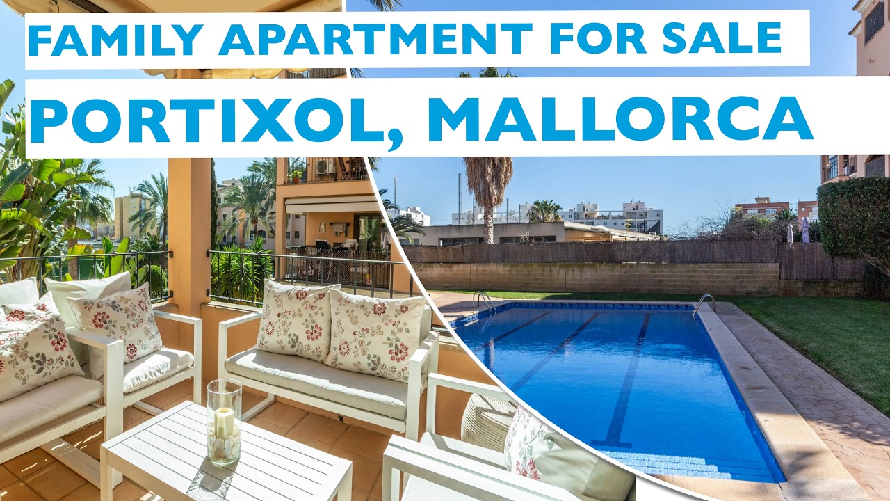 Comfortable family apartment in a pleasant community with pool and parking in Portixol