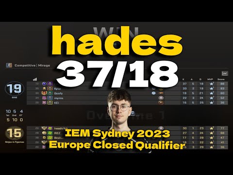 CSGO POV 9INE hades 37 KILLS vs NIP (MIRAGE) @ IEM Sydney 2023 Europe Closed Qualifier