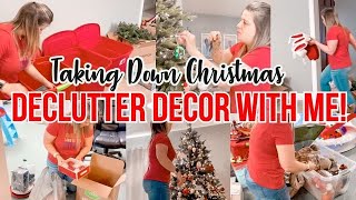 TAKING DOWN CHRISTMAS + DECLUTTERING HOLIDAY DECOR | CLEANING MOTIVATION
