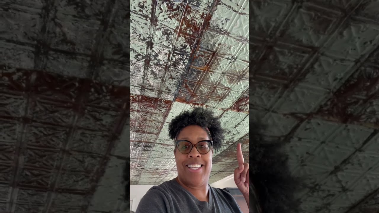 How We Installed Repurposed Antique Tin Ceiling Tile In My Living Room #roycycled #repurposed
