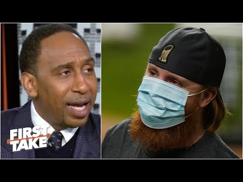 首發賈斯汀-特納儘管COVID-19測試呈陽性，但他仍在場上慶祝。 (First Take on Justin Turner celebrating on-field despite positive COVID-19 test)