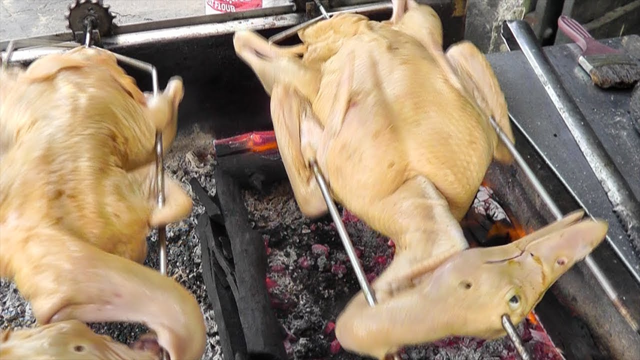 Vietnamese Street Food - Ga Nuong Grilled Chicken Ho Chi Minh City Vietnam