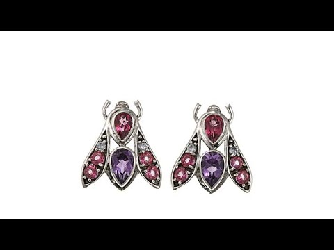 Nicky Butler 3.3ctw Amethyst and Multigemstone Bee Earri...