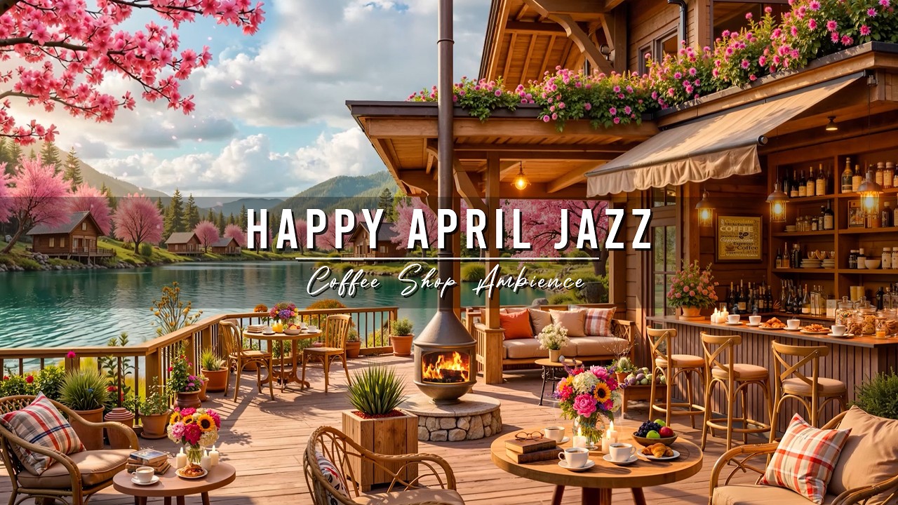 Happy April Spring Jazz at Outdoor Cafe Ambience for Studying, Work 🌸 Relaxing Jazz Background Music