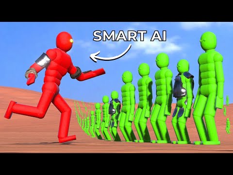 Smart AI Trains to Fight an NPC Ragdoll Army! (with active ragdoll physics)