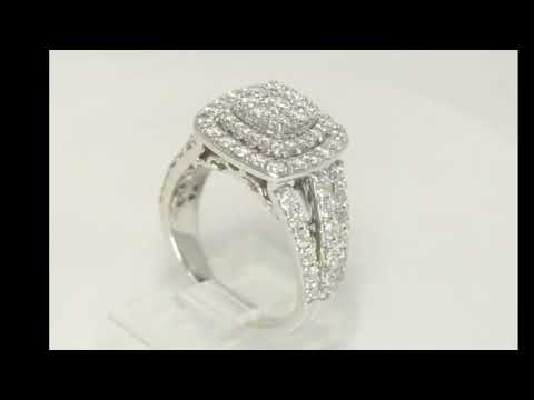 1.92CT Lab Grown G Color VS Clarity Diamond Halo Cluster Ring White Gold Size 7 - 29946
