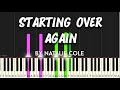 Starting Over Again by Natalie Cole synthesia piano tutorial + sheet music & lyrics