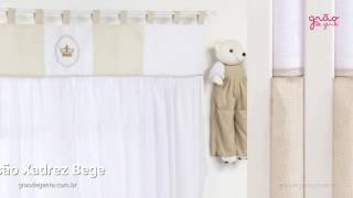 Quarto para Bebê sem Cama Babá Coroa Brasão Xadrez Bege | Ref: 53338