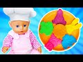 The Baby Doll Is Hungry Maya And Baby Annabell Doll Cook Play Doh Cookies Kids Play With Mom
