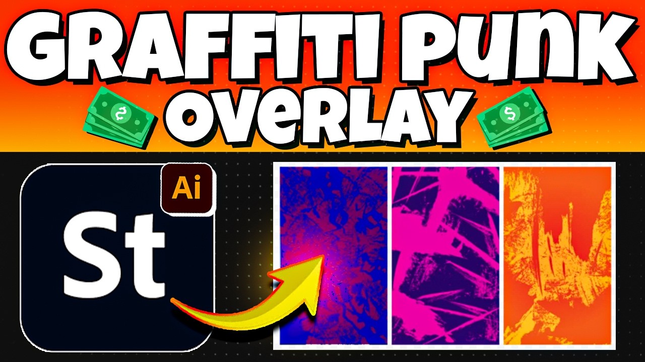 Adobe Stock Trending Niche 🔥 Punk Graffiti Overlay in Illustrator | Make Money Online