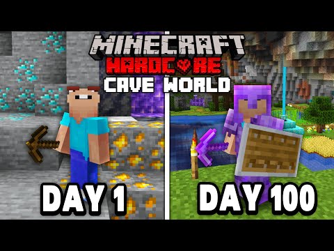I Survived 100 Days of Hardcore Minecraft, In a Cave Only World... Here's What Happened