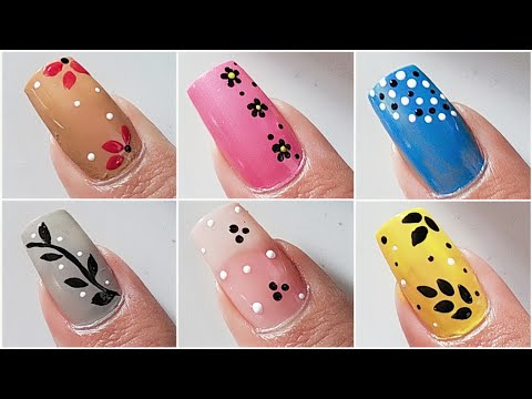 6 Easy Nail Art designs For Beginners 2024 || Diseños de uñas Cortas l