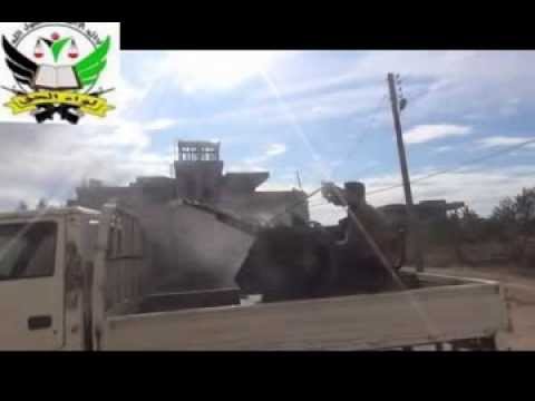 التصدي للطيران الحربي في مدينة جاسم في ريف درعا بواسطة رشاش 14 من قبل لواء الحق