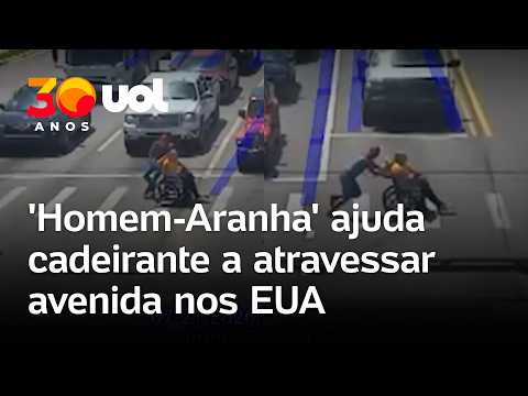 Motorista vestido de Homem-Aranha ajuda cadeirante a atravessar avenida movimentada nos EUA; vídeo