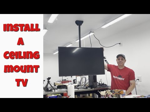 Commercial 4 TV Ceiling Mount, 32-65 Inch Ceiling TV Mount with 45° Tilt & 360° Swivel, Telescopic Height Adjustment & 45° Forward Tilt for Flat/Curved Monitors video review thumbnail
