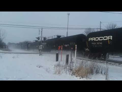 CN 2835 M398 DPU Eastbound Swartz Creek Michigan