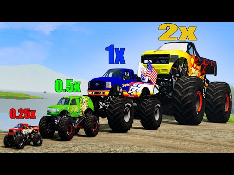 Big vs Medium vs Small Monster Trucks #3 - Beamng drive