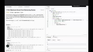 YouTube video '1753. Maximum Score From Removing Stones - Using Python'