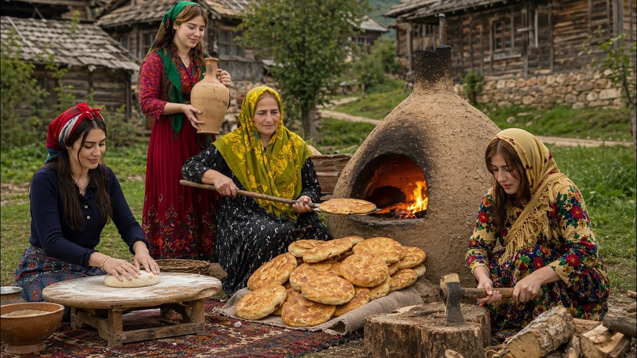 Traditional Village Cooking | Baking Sweet Halva Bread in a Clay Oven