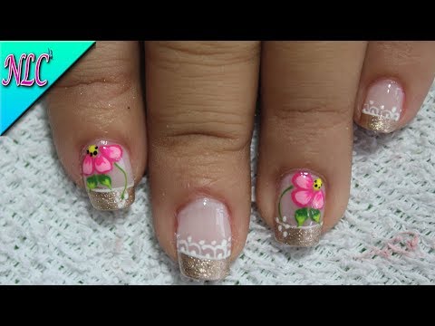 DECORACIÓN DE UÑAS FLOR Y FRANCÉS♥ – FLOWERS NAIL ART – FRENCH NAIL ART – NLC