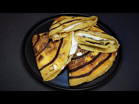 Heavenly crepes with peach cream😇 - No yeast, no baking powder