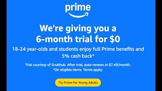 AMAZON Prime Day 6 Months FREE For Young Adults 2025