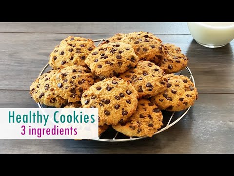 3 Ingredient Healthy Chocolate Chip Cookies (Flourless, Dairy-Free, Eggless)