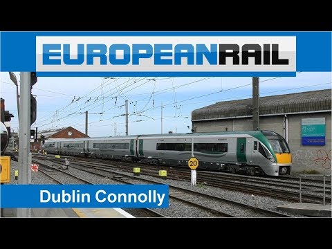 Irish Rail Class 22000 Intercity Railcar Train 22012 departs Dublin Connolly Station