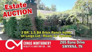 Estate Auction in Smyrna, TN | 3 BR Brick Ranch Home – 205 Bane Drive | November 15th, 2025