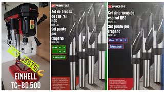 Trapano a colonna Einhell TC-BD 500 e grosse punte per metallo PARKSIDE PASP 4 A1 e PASP 3 A1