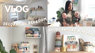 VLOG | reorganizing + decorating twin nursery and our bedroom