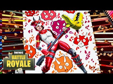 Drawing Fortnite Battle Royale Tricera Ops & Bitemark Axe - New Skin - How to Draw Tricera ops Video