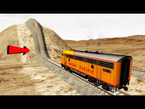 Trains Vs Impossible Hill Climb | Will train survive ?? - BeamNG.Drive