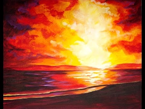 Sunset at the BEACH Beginners Acrylic Step by step | TheArtSherpa