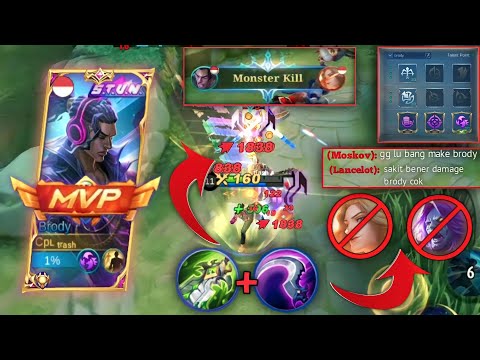 GOLDLANE BRODY !!! MONSTER KILL GAMEPLAY SOLO RENK !!! - Best Build Top 1 Global Brody - MLBB