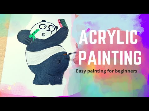 acrylic painting | stylish panda bamboo painting | fun step by step tutorial @artyhiru0412