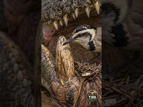 Tiny Bird Cleans a Crocodile's Mouth 🐊🐦 #shorts #Crocodile #animals #Bird #mongoose #oxpecker #viral