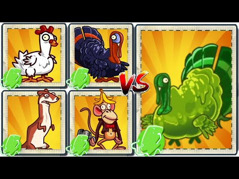 PVZ 2 Survival - Turkey Pult Vs Chicken Vs Weasel Vs Turkey Vs Monkey
