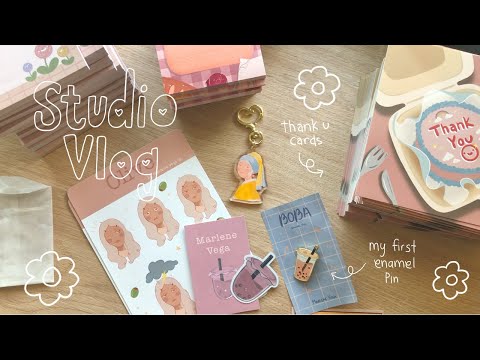 Studio Vlog 02 ✨ shop update, making new stickers, designing notepads, and my first enamel pin!!