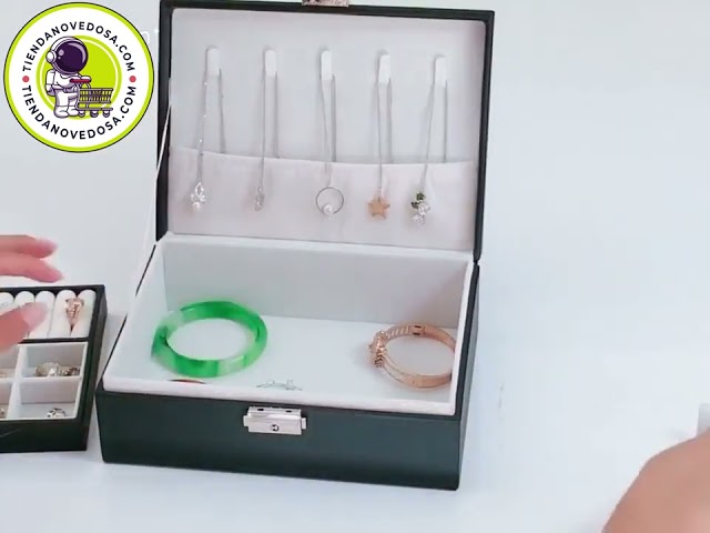 Vídeo relacionado con TAVADA Joyeros Mujer Organizador,2 Niveles Caja Joyero Organizador Joyas Cuero PU,Organizador de joyas para Anillos,Aretes,Pendientes,Collares, Pulseras(Blanco)