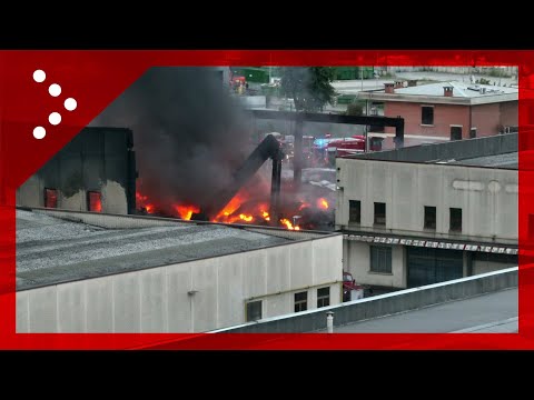 Incendio in azienda a Fidenza: le immagini dal drone