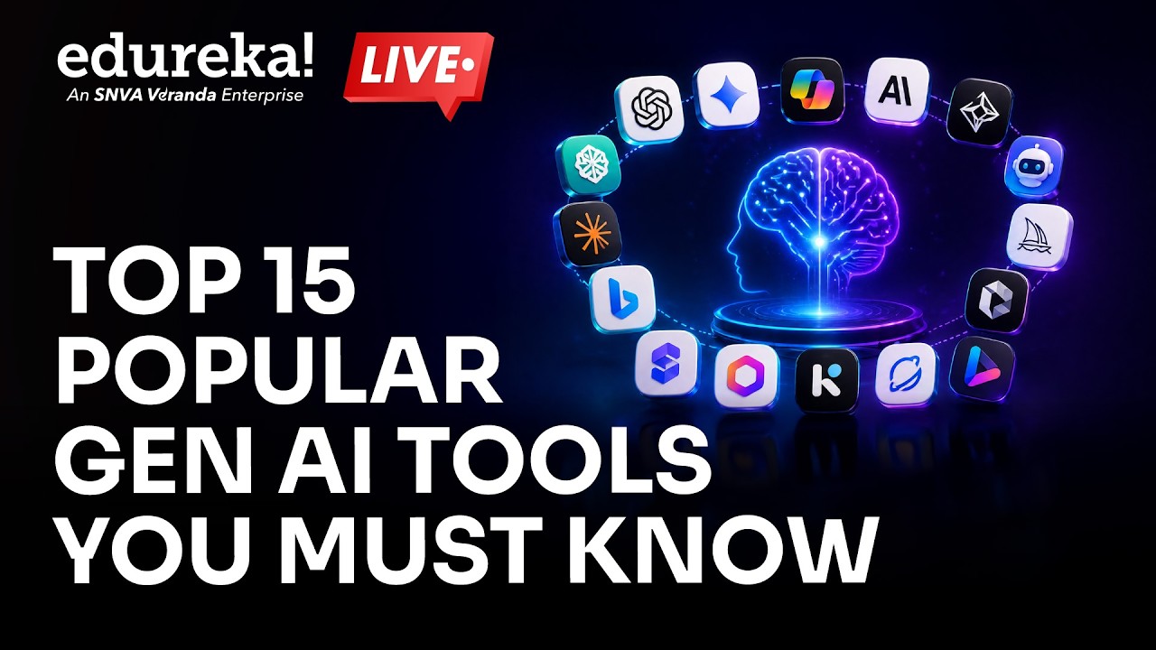 Top 15 Popular Gen AI Tools You Must Know | Best Generative AI Tools To Boost Productivity | Edureka