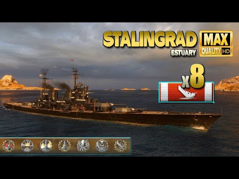 Cruiser Stalingrad: Entertaining game on map Estuary - World of Warships