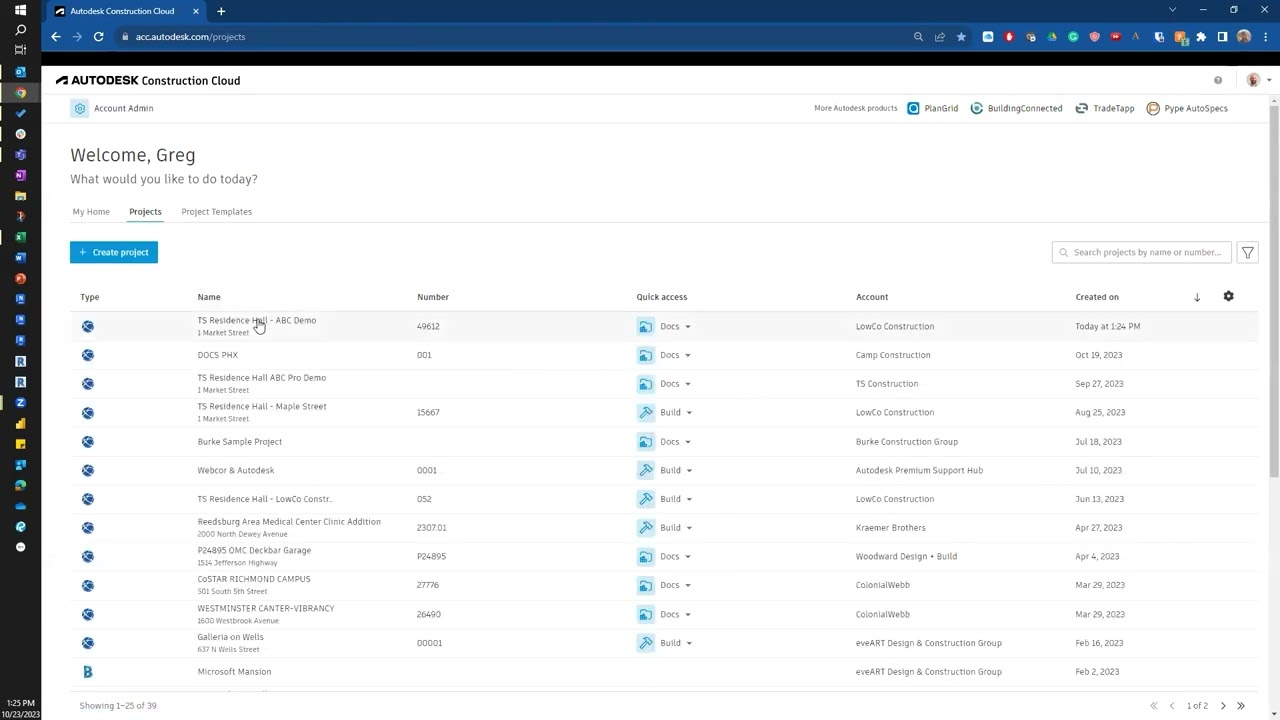 Creating a Project in Autodesk Construction Cloud