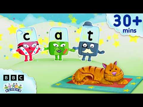 貓咪坐在墊子上與其他CVC單字｜兒童識字與拼寫學習彙編｜Alphablocks (The Cat Sat on the Mat & Other CVC Words | Learn to Read & Spell for Kids Compilation | Alphablocks)
