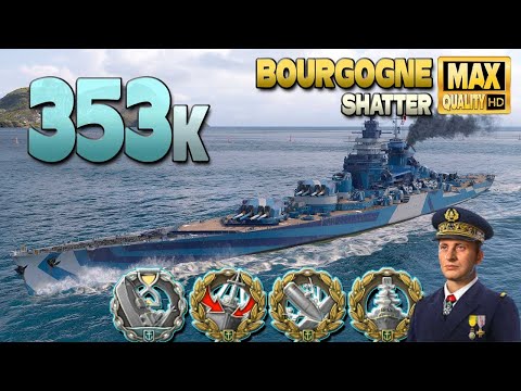 Battleship Bourgogne with reload booster on map Shatter - World of Warships