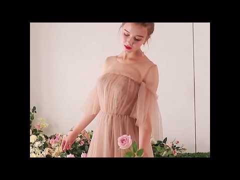 Elegant Champagne See-through Bridesmaid Dresses 2019