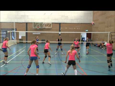 fragment uit het DKV toernooi met een pass van Rosanne, pipe van Anouk  en  middenaanval van Henderi